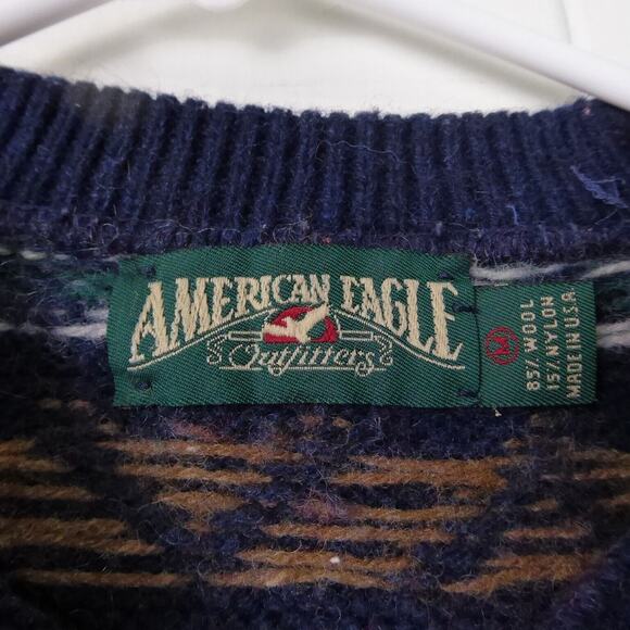 VTG American Eagle Outfitters Wool Blend Sweater SZ M Grandpa Winter MiUSA - Picture 3 of 7